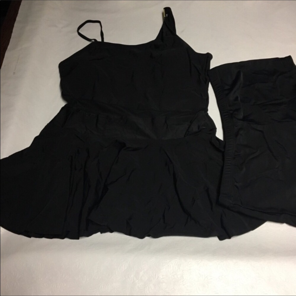 Mesh Panel Black Swimdress and Shorts swimsuit Size XL